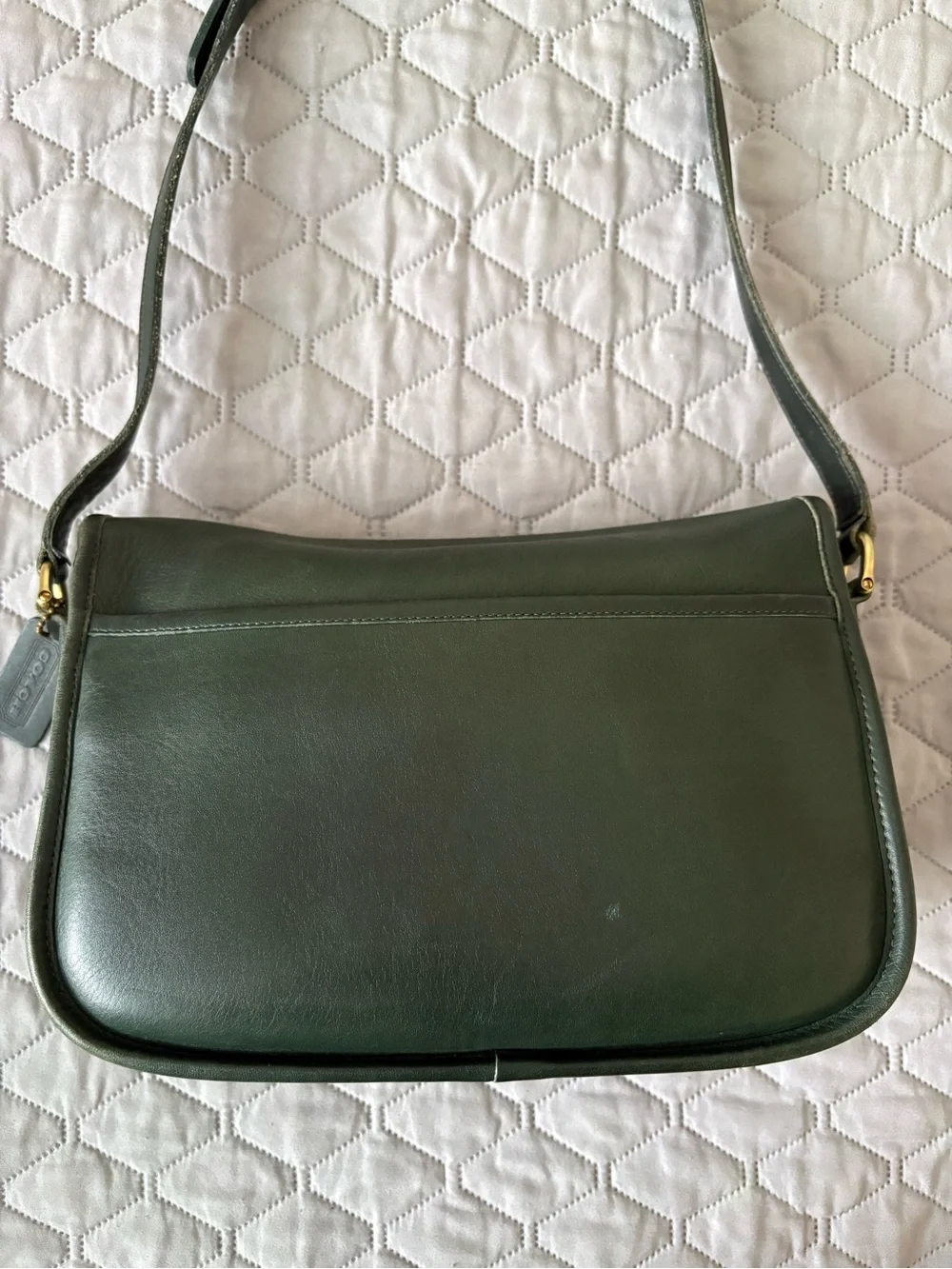 Vintage COACH green leather city shoulder bag crossbody - Picture 2 of 10